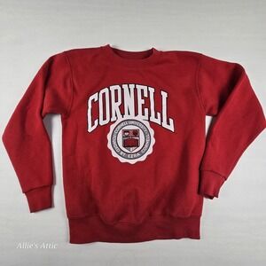 Vintage Cornell Univeristy Red White Logo College Crewneck‎ Mens Womens Unisex L